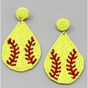 New! Beaded Softball Earrings